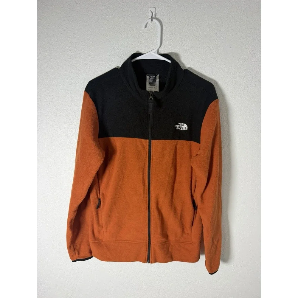 The North Face Glacier Fleece Jacket Full Zip Orange Black Men's Small